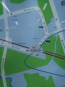 東方体育中心駅周辺図(出入り口)