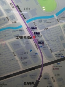 江湾体育場駅周辺図（出入り口）