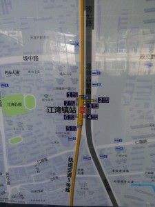 江湾鎮駅周辺図(出入り口)