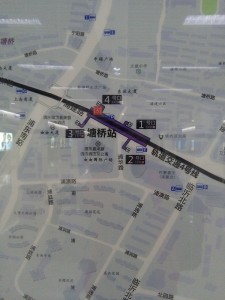 塘橋駅周辺図（出入り口）